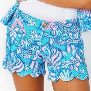 Lilly Pulitzer buttercup knit shorts scalloped amalfi blue women’s 4